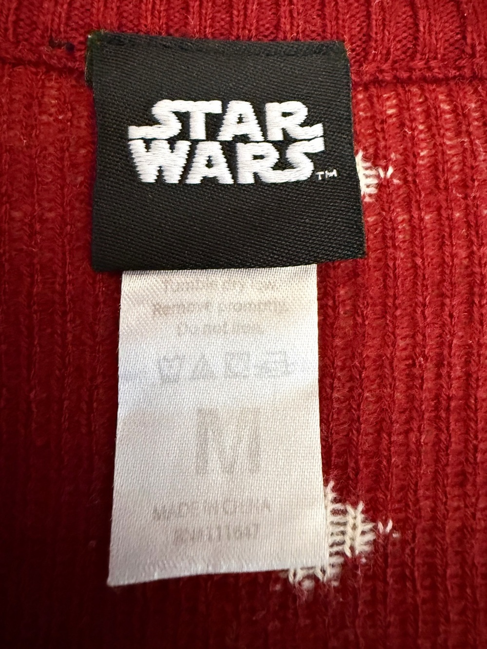 Star Wars Fair Isle Cardigan Sweater Death Star AT-AT Red Cream Size M - Picture 2 of 7